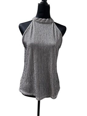 Ann Taylor Silver Ribbed Halter Camisole